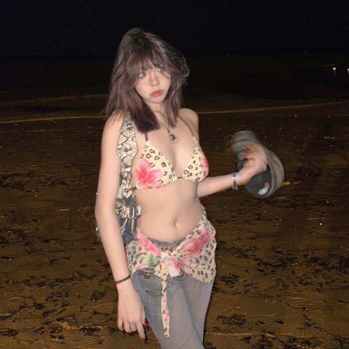 Wholesale New retro bikini split skirt three piece swimsuit