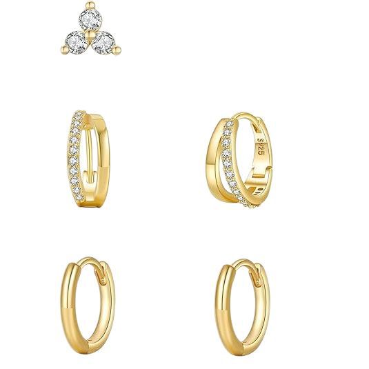 Wholesale Popular genuine gold electroplated ear buckle women's 6-piece set earrings fashionable light luxury earrings