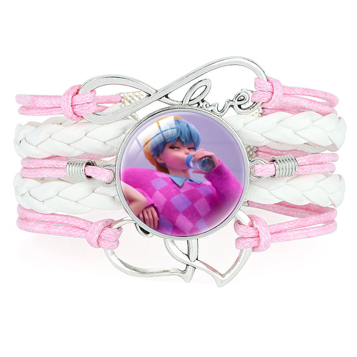 Wholesale KPOP Multi-layered Color-blocked Anime Character Crystal Bracelet