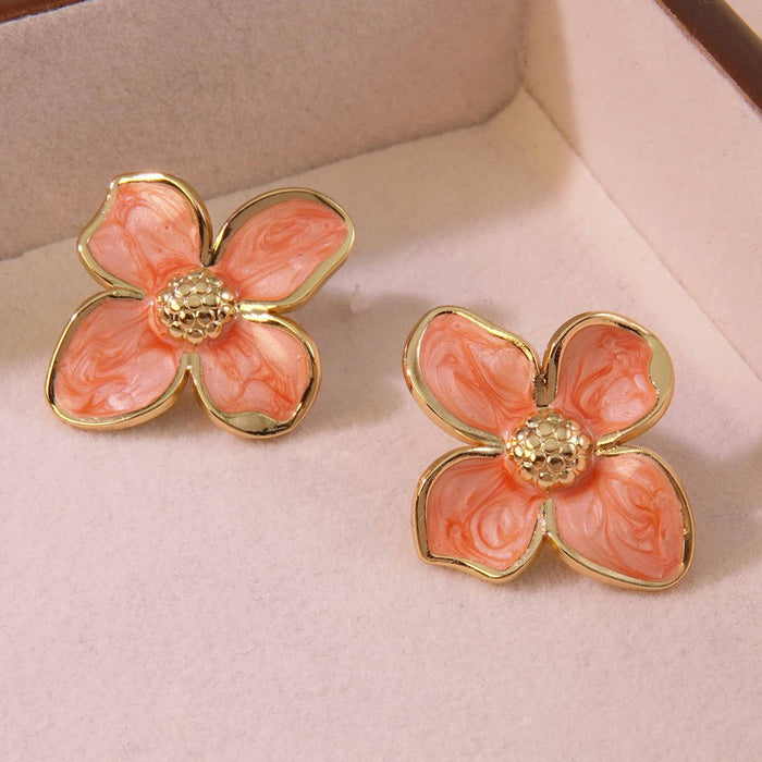 Wholesale Retro Palace Flower Titanium Steel Earrings JDC-ES-JW004