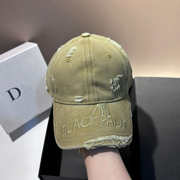 Wholesale Fashionable and personalized embroidered letter hole baseball cap, outdoor versatile, washed cotton denim gradient duckbill cap