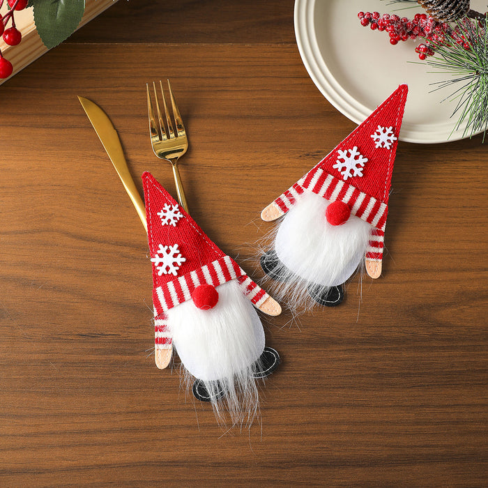 Wholesale Christmas knife and fork set Felt cloth faceless old man knife and fork set Christmas home table decorations