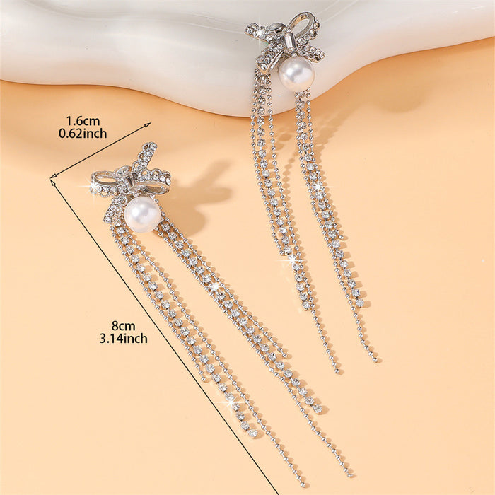 Wholesale Bow Rhinestone Dangle Earrings Trendy Jewelry Accessory MOQ≥2