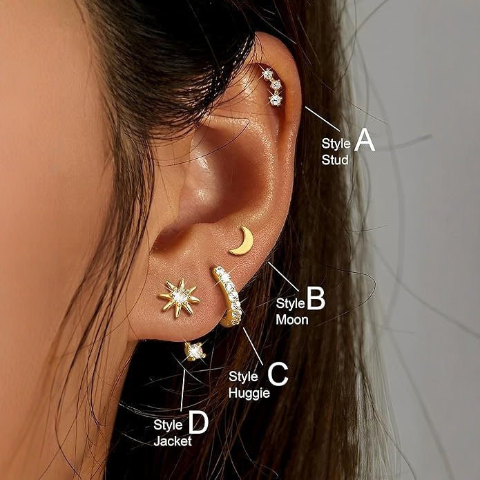 Wholesale Fashionable and classic earrings with 3 diamond studded earrings, paired with a stylish earring set