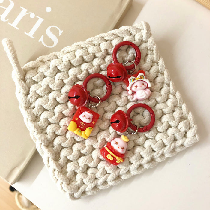 Wholesale Circle Button Cute Cartoon Student Backpack Keychain Car Couple Key Pendant