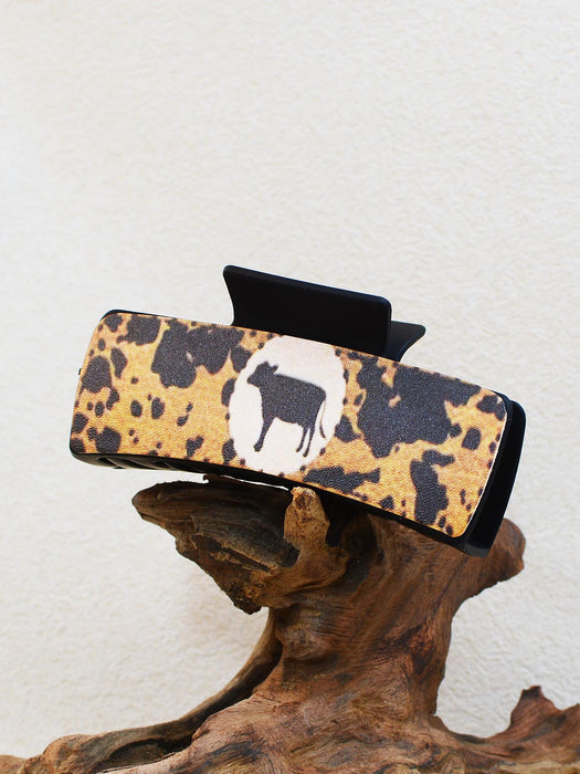 En gros de style occidental rétro léopard imprimé de vache croisée de vache à cheveux Clip de requin à cheveux JDC-HC-CR-CHENC001