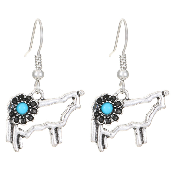 Wholesale Retro Bohemian Turquoise Hollow Earrings