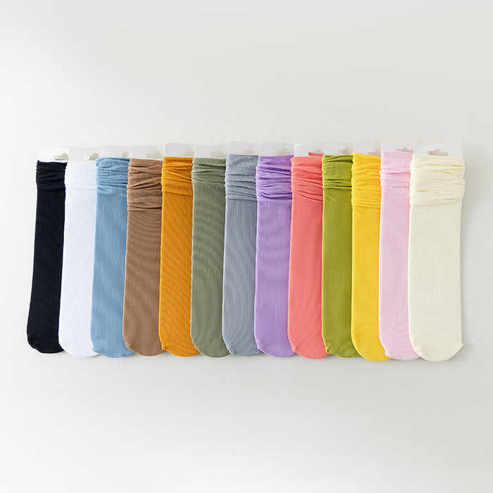 Wholesale Thin socks, velvet mid tube socks, stacked socks, rolled edge stockings