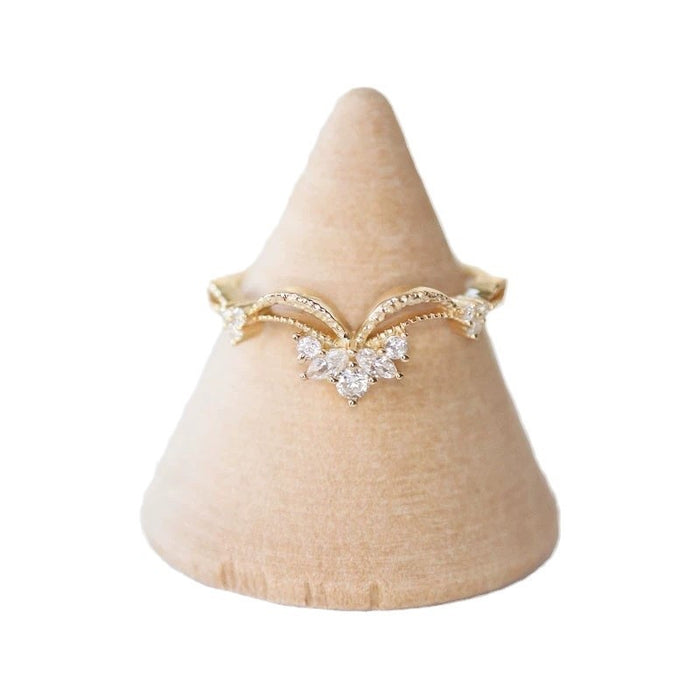 Wholesale Zircon flower bud ring, simple and versatile, layered ring set, light luxury ring