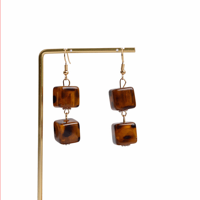 Wholesale Amber Gradient Earrings Hong Kong Style Heart Three-Dimensional Geometric