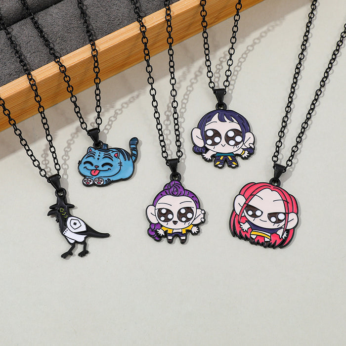 Wholesale K-POP Cartoon Cute Metal Dripping Pendant Necklace