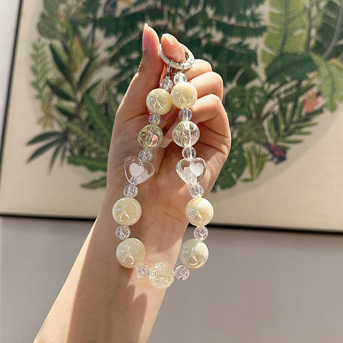 Wholesale Creative Acrylic Hand Chain Keychain Pendant Bag Transparent Love Heart Peach Heart Car Keychain Accessories Ornament