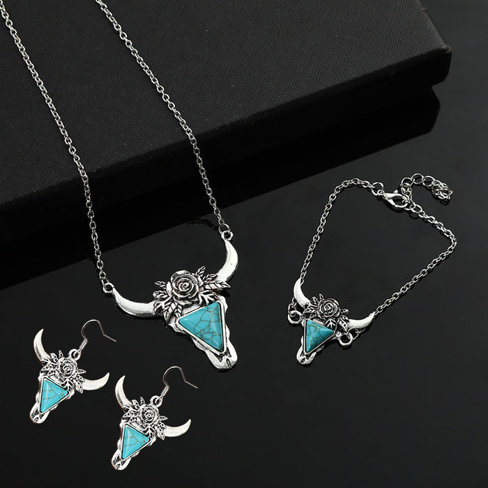 Wholesale Western Vintage-Style Bullhead &  Turquoise Jewelry Set