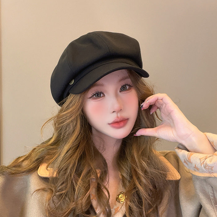 Wholesale Hat Women's Retro Octagonal Hat Versatile Beret Literary Newspaper Children's Hat