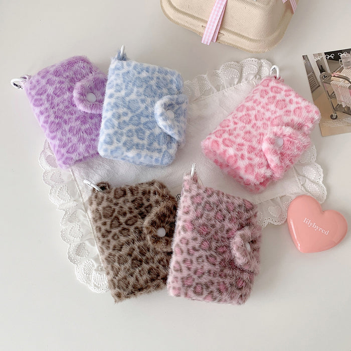 Wholesale Leopard-Print Plush Snap Coin Wallet
