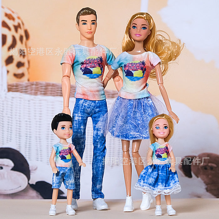 Wholesale suitable for 30CM a family of four dolls leisure family suit fashion couple bag shoes