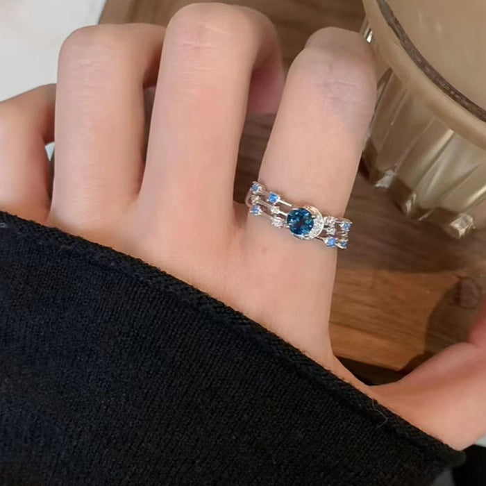 Wholesale blue zircon ring personality ring jewelry