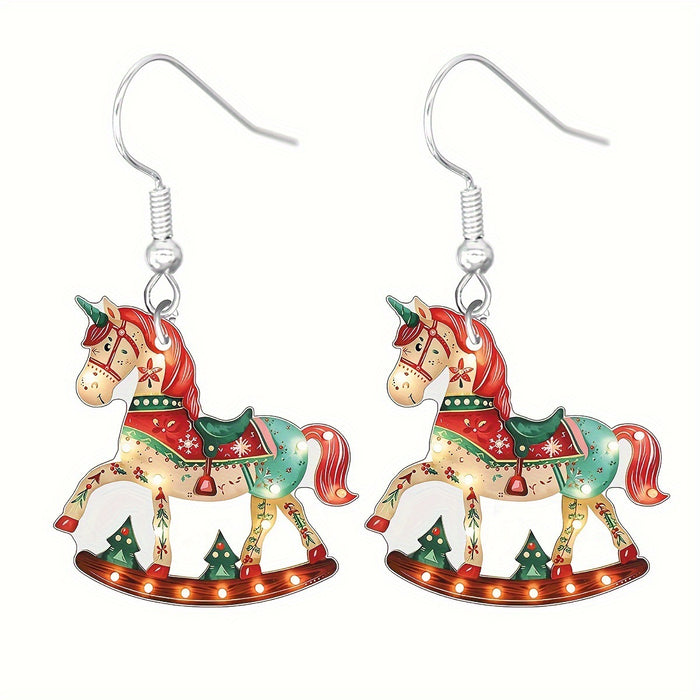 Wholesale Christmas Cartoon Earrings Cute Acrylic Pendant  Gingerbread and Animal Pattern Holiday Supplies