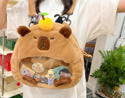 Wholesale Plush Capybara Backpack Cute Crossbody Handbag Female Cartoon Student Small Backpack