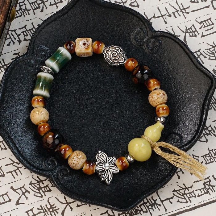 Wholesale Ceramic bracelet, gourd bead bracelet, niche and high-end, non fading hand rope