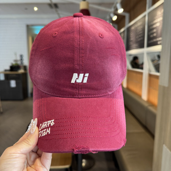 Wholesale Broken hole hat, washed baseball cap, casual embroidered letter duckbill cap, new season sun hat