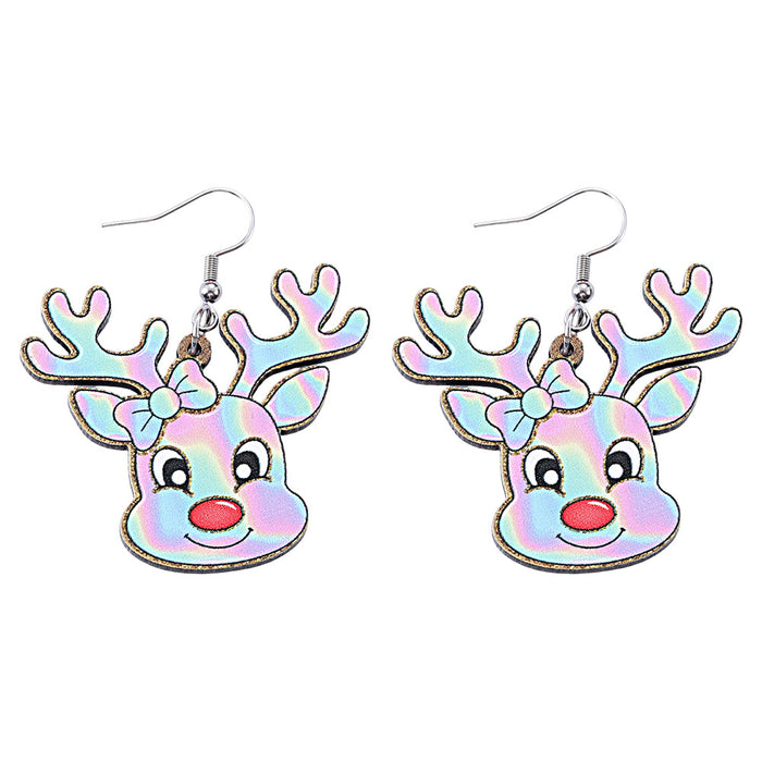 Wholesale Christmas Reindeer Pendant Earrings Painted Reindeer Jewelry