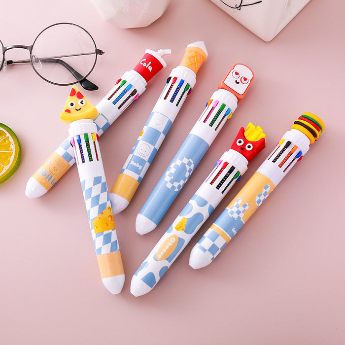 Wholesale Fast food French fries hamburger ten color ballpoint pen