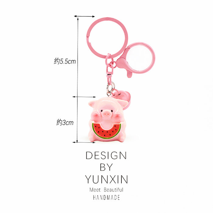 Wholesale Cute three-dimensional super cute bell pig keychain pendant backpack decoration pendant couple