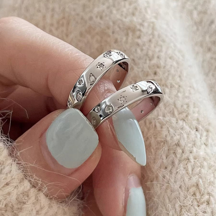 Wholesale Micro inlaid small diamond ring, star niche, high-end feeling, simple style, exquisite opening, adjustable ring, new product