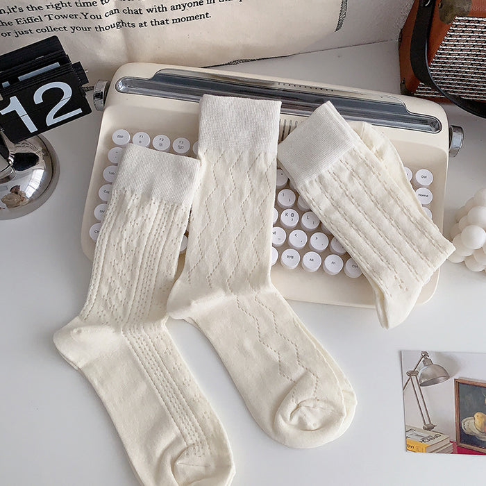 Wholesale Socks, thin, mid tube, heart-shaped, sweat absorbing, breathable, hollowed out, mesh stacking, long socks