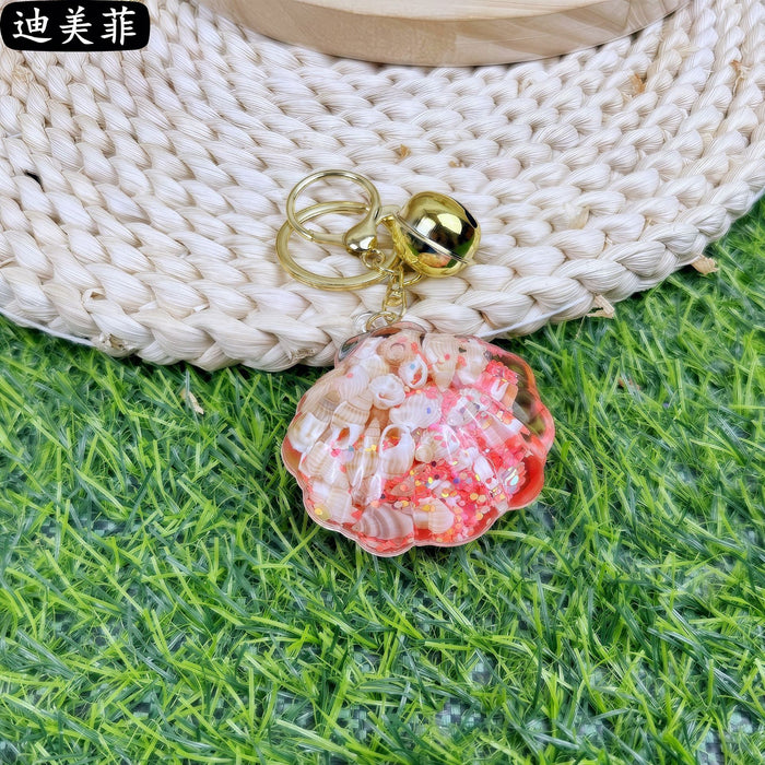Wholesale Creative Acrylic Oil Shell Conch Exquisite Car Keychain Cute Pink Bag Quicksand Small Pendant Gift