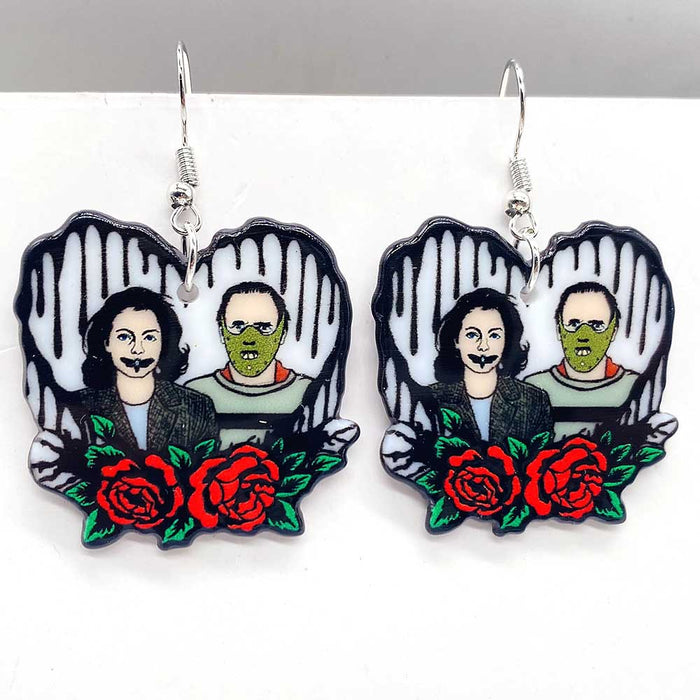 Wholesale Acrylic Earrings Ghost Bride Zombie Couple Earrings Valentine' s Day  Earrings Jewelry