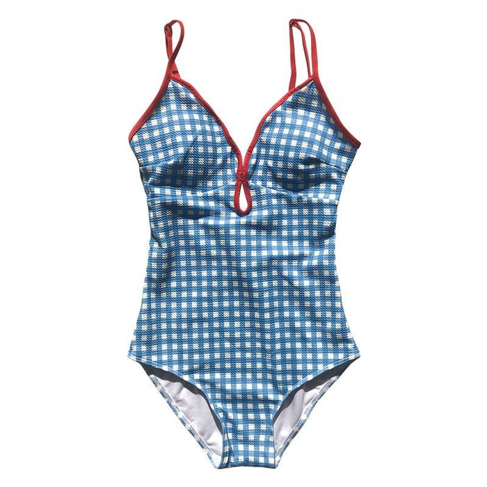 Wholesale Sexy plaid one-piece plaid triangle swimsuit with a sense of swimwear