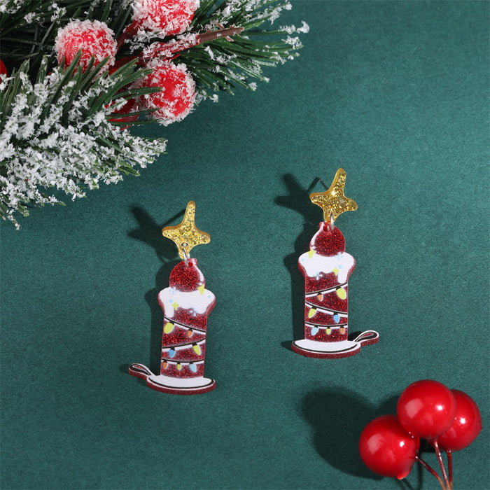 Wholesale Acrylic Christmas Tree Hat Stocking Elk Earrings