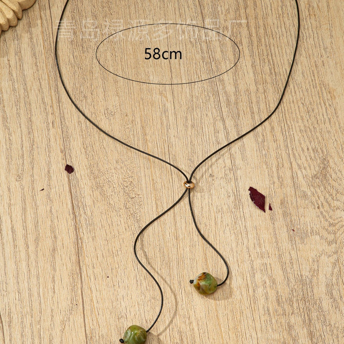 Wholesale Round bead long necklace pendant rope adjustable vintage neck strap