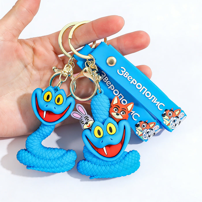 Wholesale Cute Cartoon Blue Snake Keychain for Couples