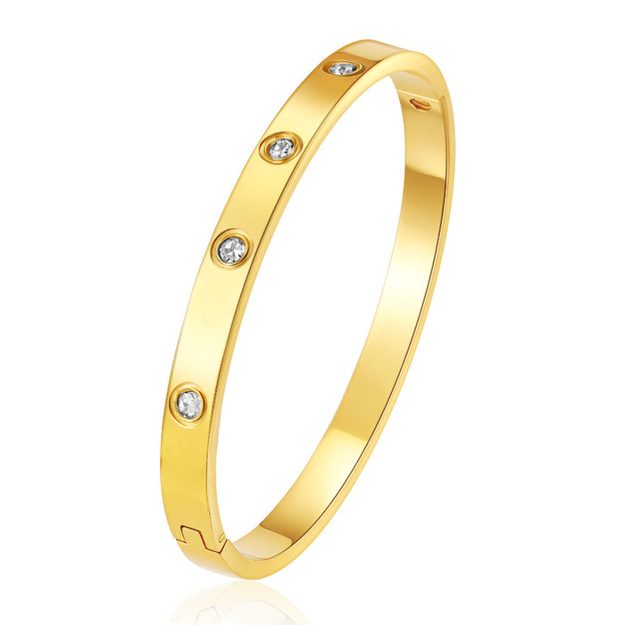 Wholesale Round stainless steel buckle electroplated diamond-encrusted bracelet