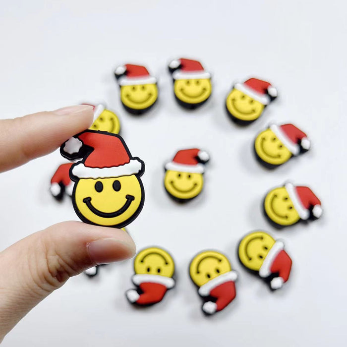 Wholesale 100PCS Christmas Smiley Face Silicone Cartoon 3D Focal Beads JDC-BDS-Nais286