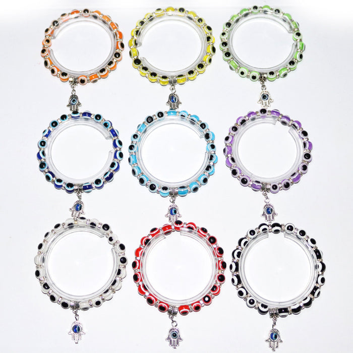 Wholesale Devil's eye Evil eye Palm Pendant Bracelet Evil eye Beaded Elastic Bracelet for Women