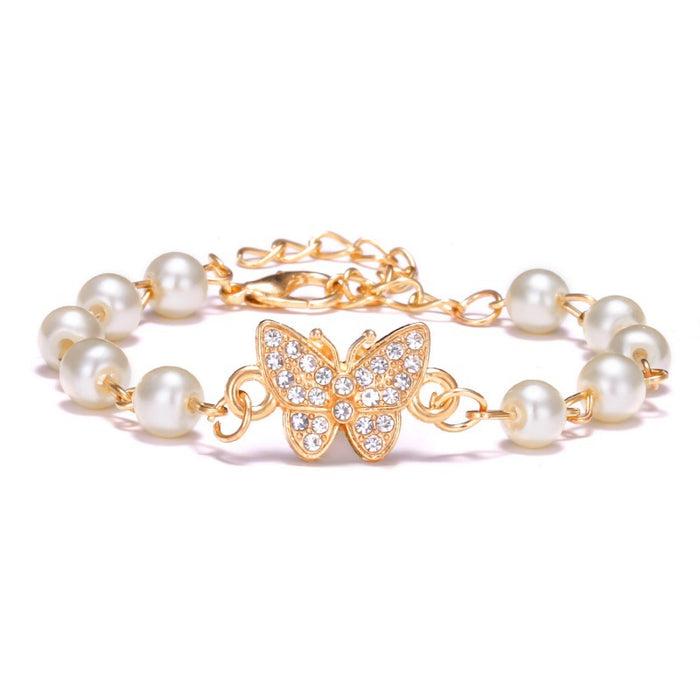 Wholesale Cross 8-shaped Round Hollow Rhinestone Pearl Bracelet JDC-BT-Chuya001