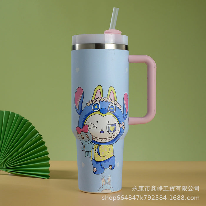Wholesale 40oz Stainless Steel Thermal Insulation Cup Cartoon Car Cup with Handle and Straw