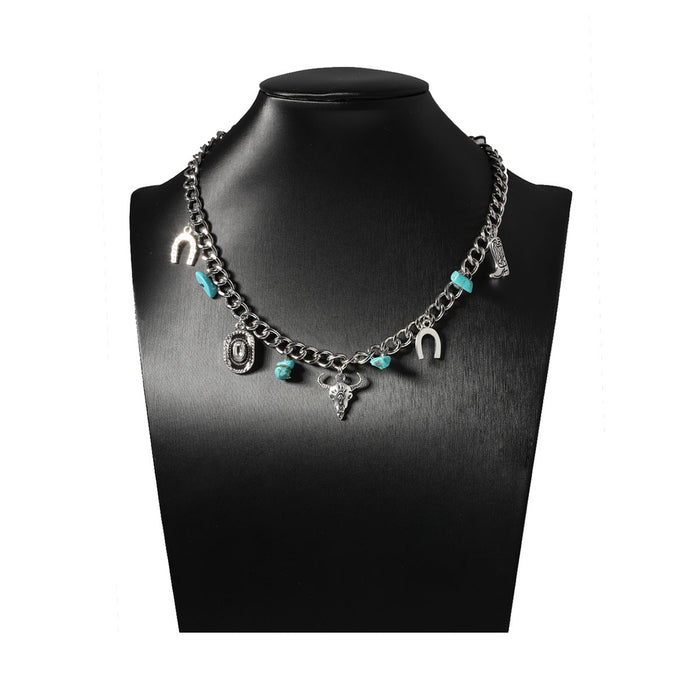 Wholesale Turquoise Tau Boots Bottle Alloy Pendant Necklace