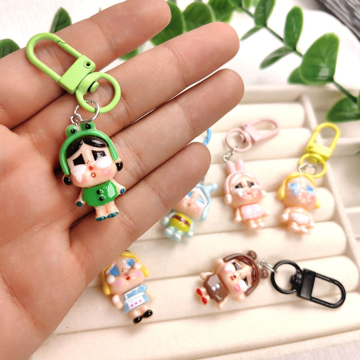 Wholesale Cute Crying Baby Girl Healing Keychain Mobile Phone Pendant Girl Soft Cute Ins Backpack Jewelry Best Friend Couple Gift