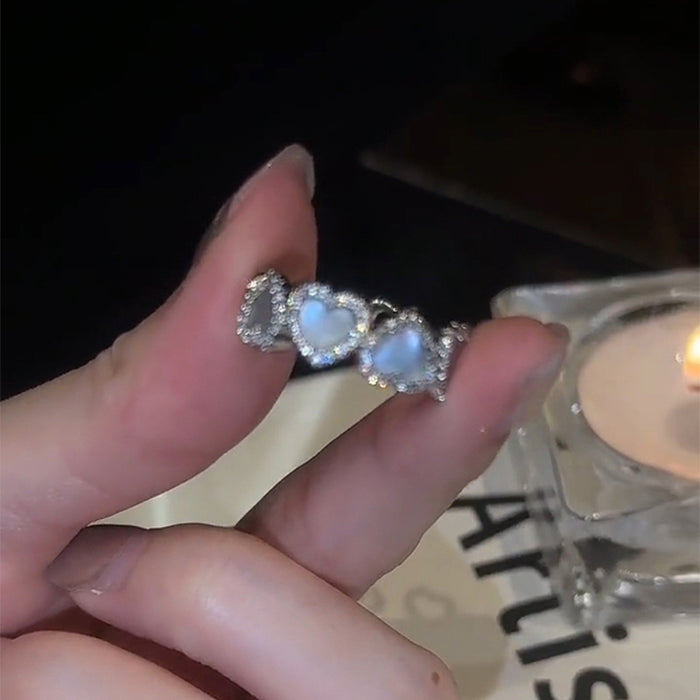 Wholesale Zircon diamond geometric love open ring sweet niche fresh index finger ring fashion high-end jewelry