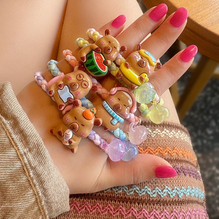 Wholesale 5pcs/ set Elastic Hair Rope Woven Hair Tie High Elastic Rubber Band