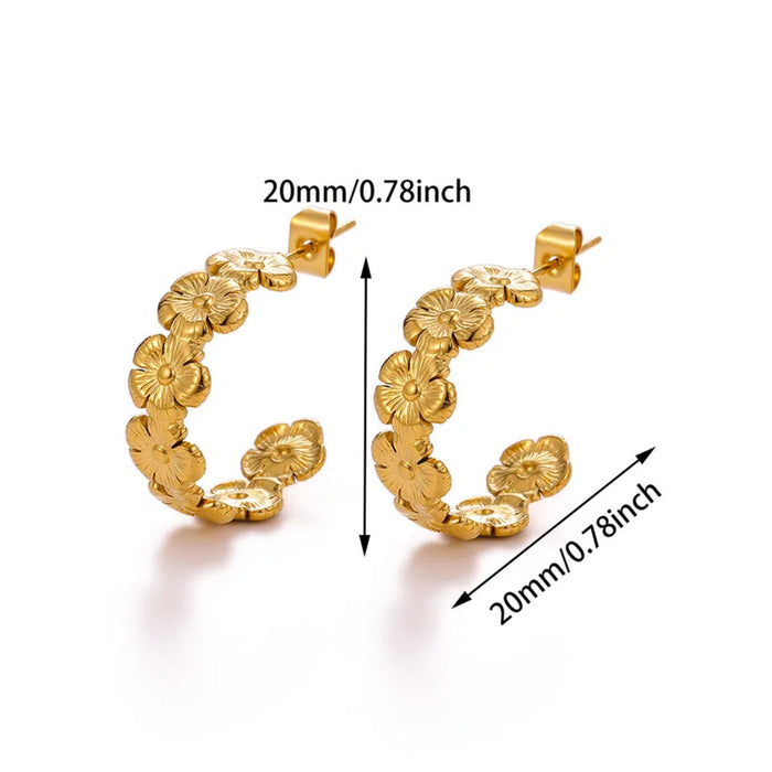 Wholesale Niche C-shaped floral earrings,  stainless steel,  light luxury,  fashionable,  high-end feeling