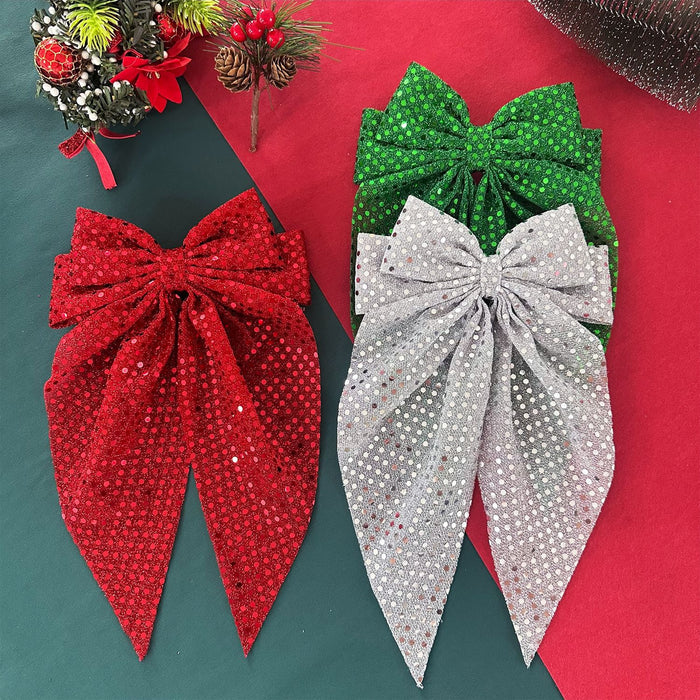 Wholesale Polka dot sequined bow hairpin hair accessories mesh ribbon spring clip hairpin Christmas holiday dress headdress