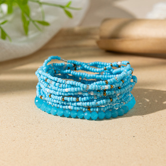 Wholesale Colored rice bead bracelet female multi-layer stacked elastic bracelet