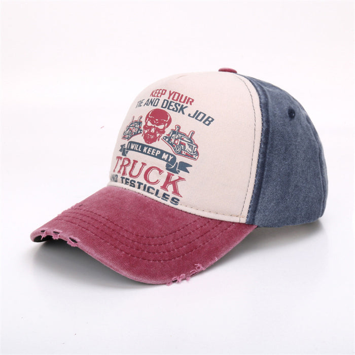 Wholesale Graffiti printed baseball cap, skull washed old cap, color blocked baseball cap, wide brimmed cap, curved brimmed duckbill cap