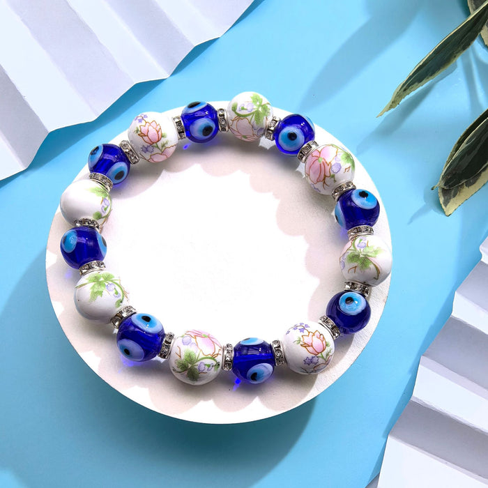 Wholesale Pearl Devil's Eye Bracelet with Micro inlaid Pearl Bracelet, Hand string Jewelry